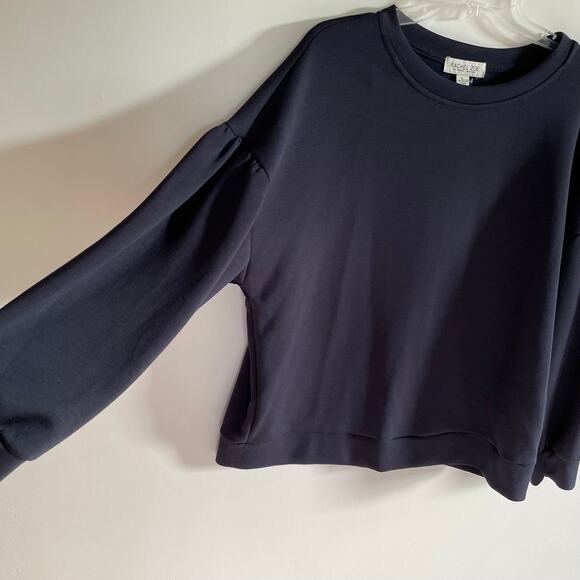 New Rachel Zoe Navy Balloon Sleeve Modal Sweatshirt - Picture 2 of 5